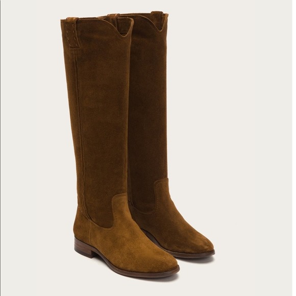 Frye Women's Cara Tall Oiled Suede‎ Tan Leather Boots Size 6 New - Picture 1 of 5